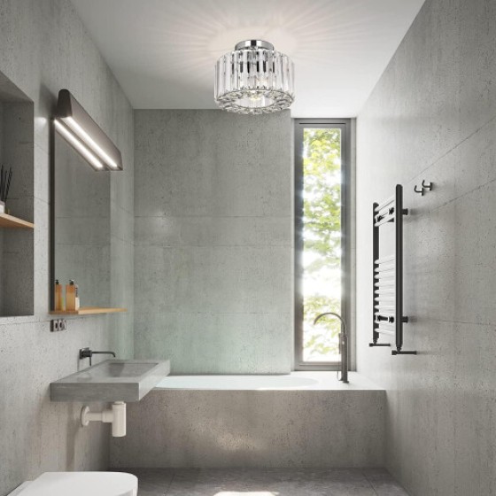 Crystal Ceiling Light, Modern Style Ceiling Light, Crystal Lampshade, E27 Socket, Suitable for Kitchen, Corridor, Bedroom, Living Room, Silver